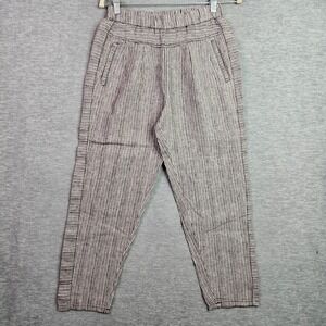 Anthropologie Hei Hei Women Striped Crop Taper Linen Pants Size XXS